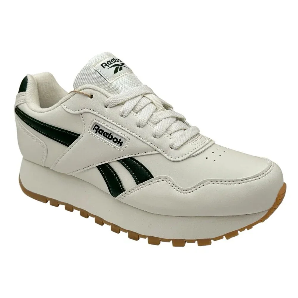 Reebok Harman Women’s Classic Style‎ Sneakers 8 White- Chalk-Green Cushioned